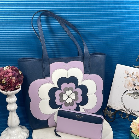 kate spade “Reiley Flower” Tote w/Matching Continental Wallet - NWT - Picture 3 of 17